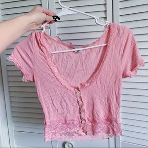 Pink laced crop top